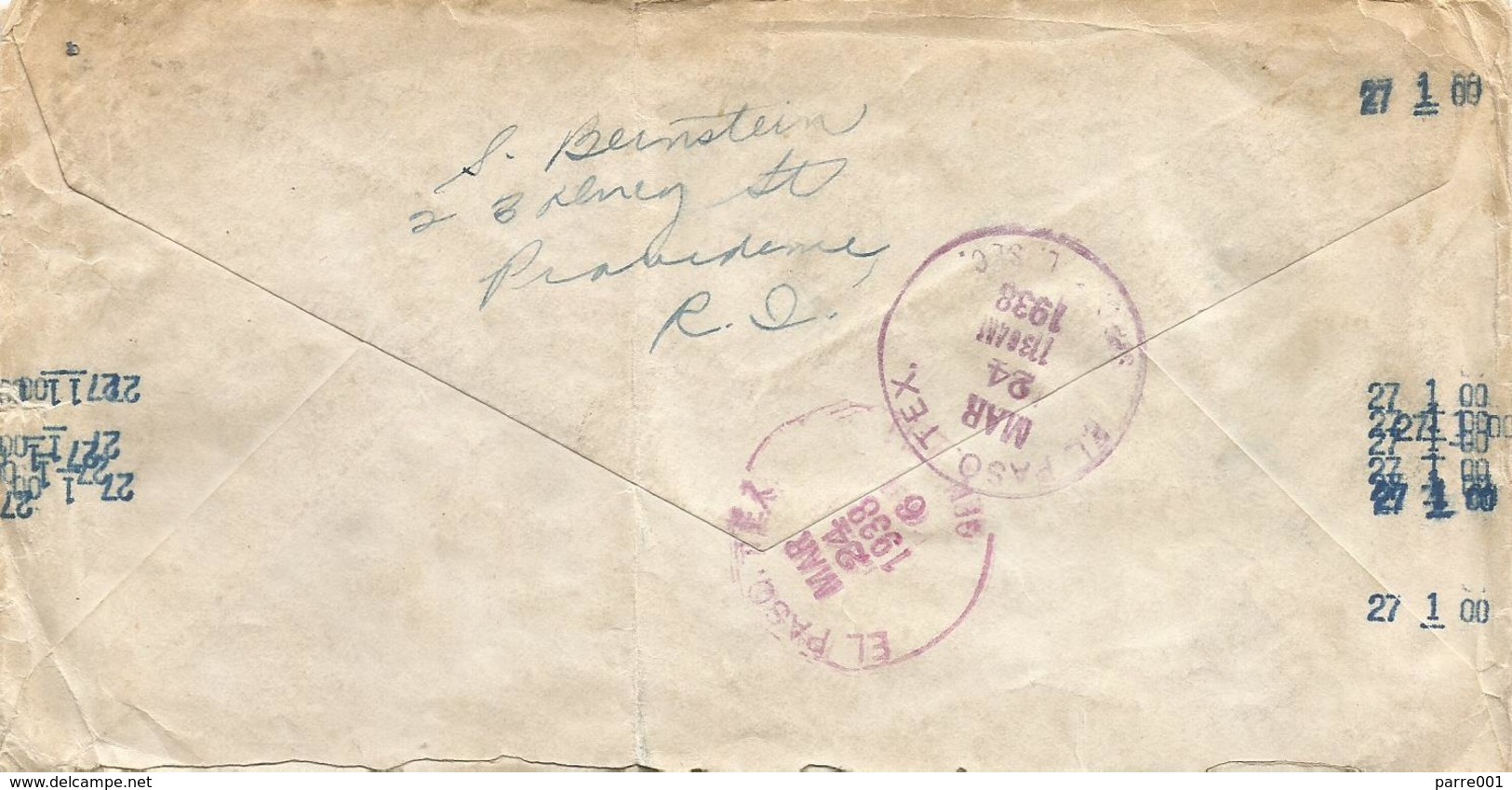 USA 1938 Providence Special Delivery Air Mail Cover El Paso - 1c. 1918-1940 Brieven