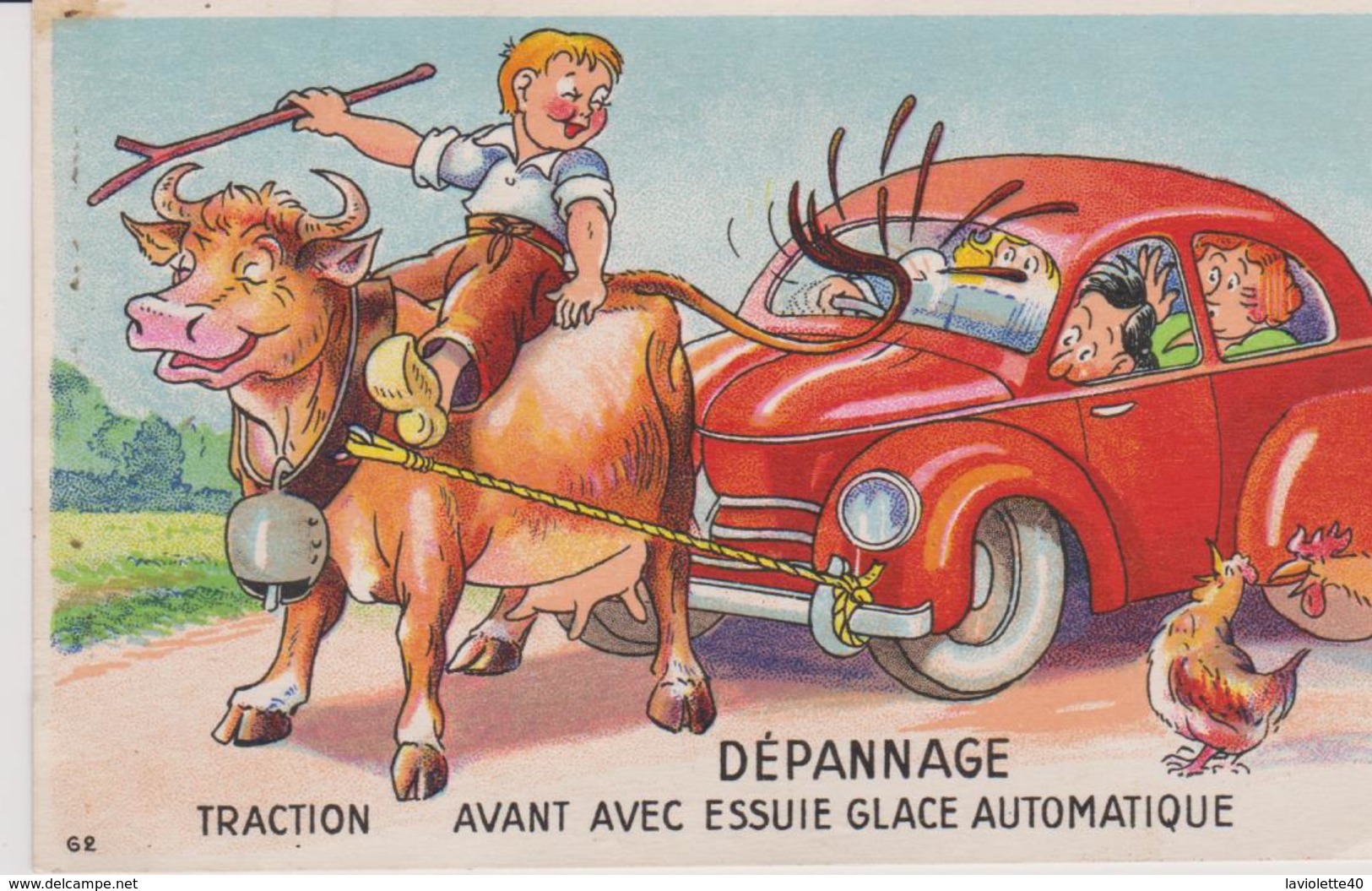 HUMOUR - DEPANNAGE DE VOITURE - TRACTION AVANT AVEC ESSUIE GLACE AUTOMATIQUE - Humour