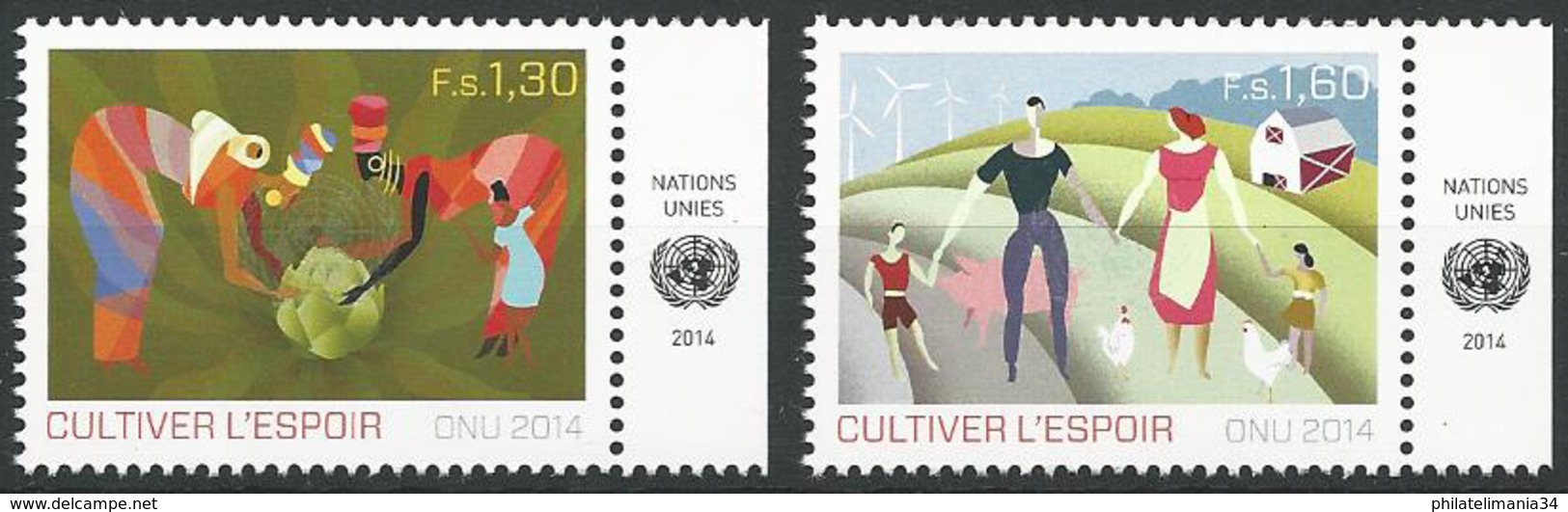 NU 2014 - Bureau De Genève - Année Internationale De L'agriculture Familiale - Unused Stamps