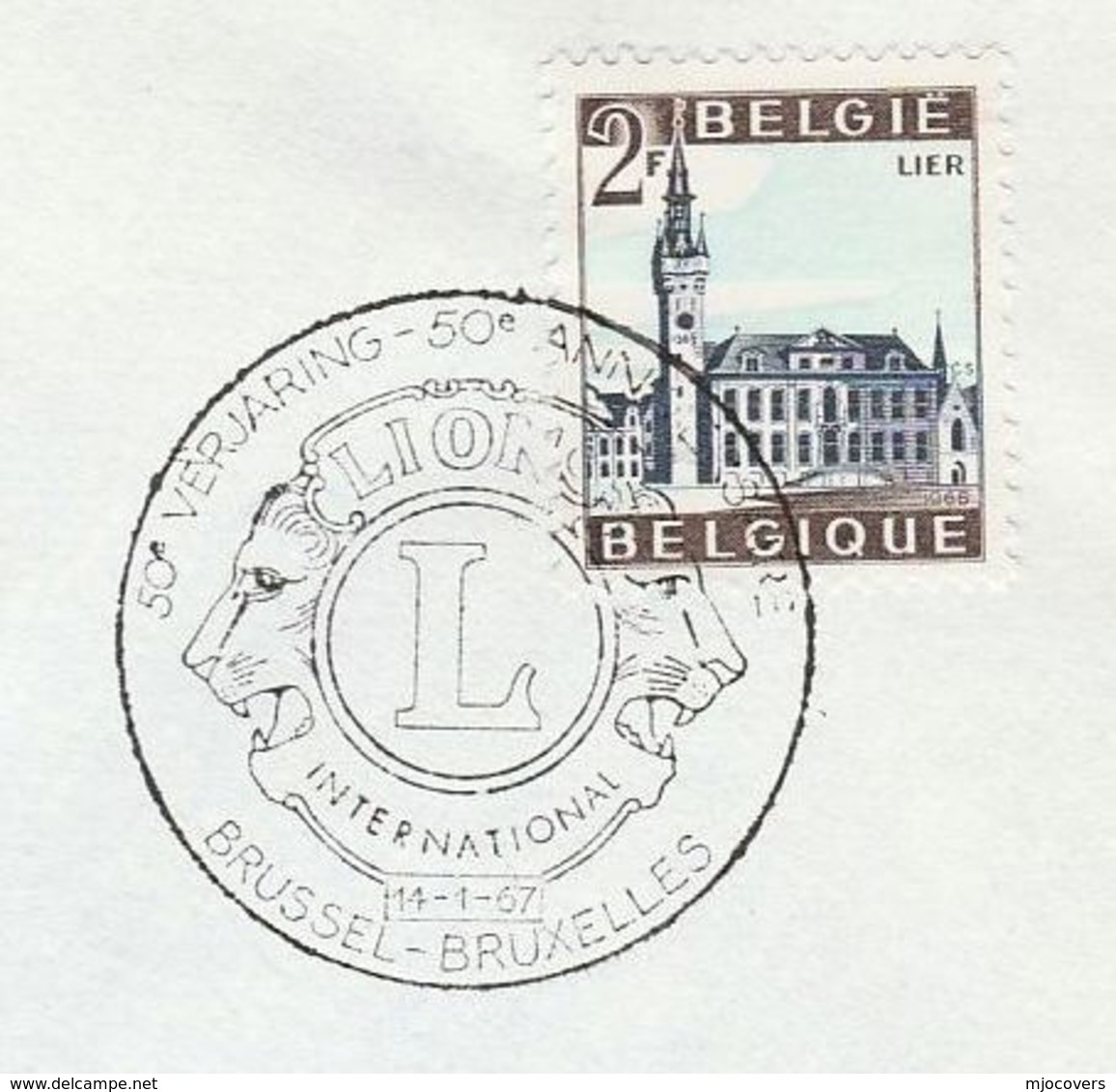 1967 BELGIUM COVER EVENT Pmk LIONS INTERNATIONAL  Illus LION Lions, Stamps Lions Club - Rotary, Lions Club