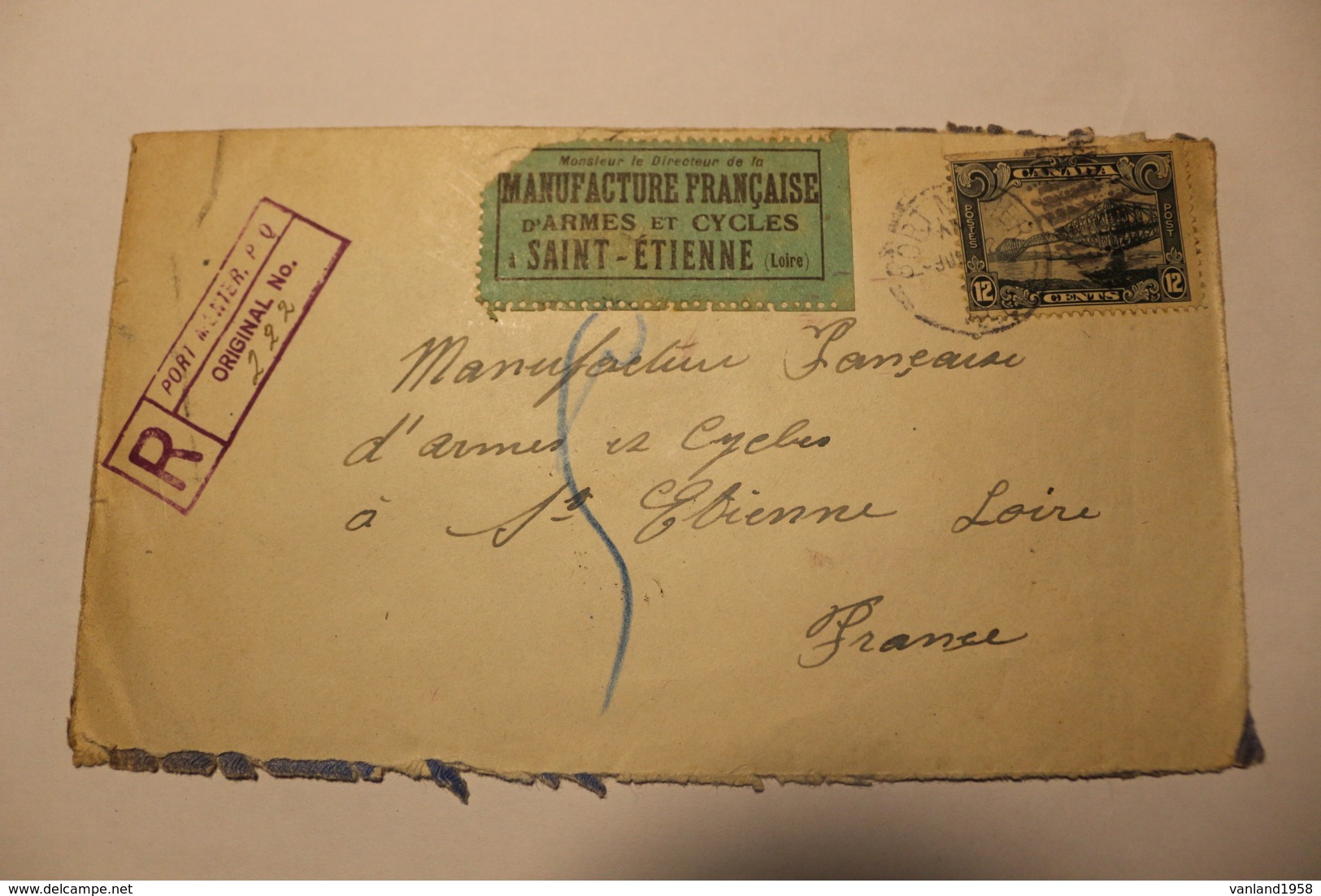Lettre Recommandée Du CANADA - Voyagée De Quebec à St Etienne En 1929 - Lettres & Documents