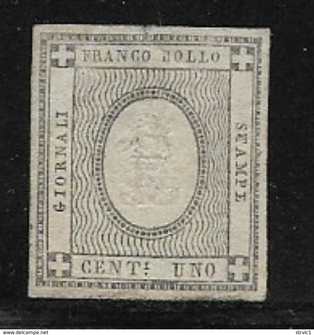 Italian States Sardinia Scott # P1 Mint Hinged Newspaper Stamp, 1861,  5mm Tear At Top - Sardinia