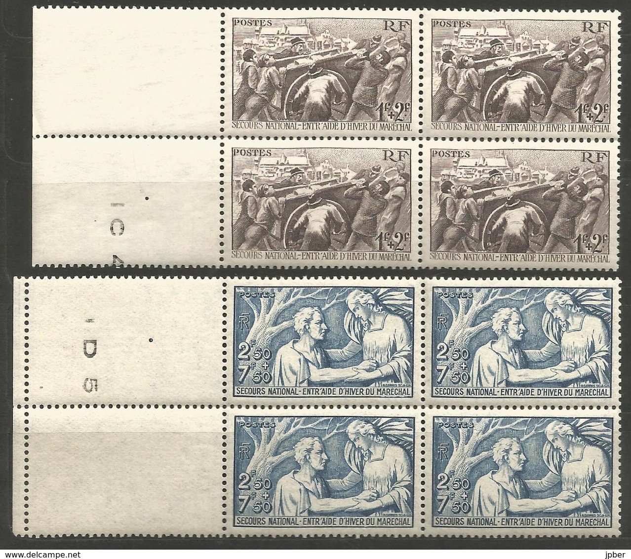 (F1-379) France - Bloc De 4 N°497 Et 8 ** - Secours National - Unused Stamps