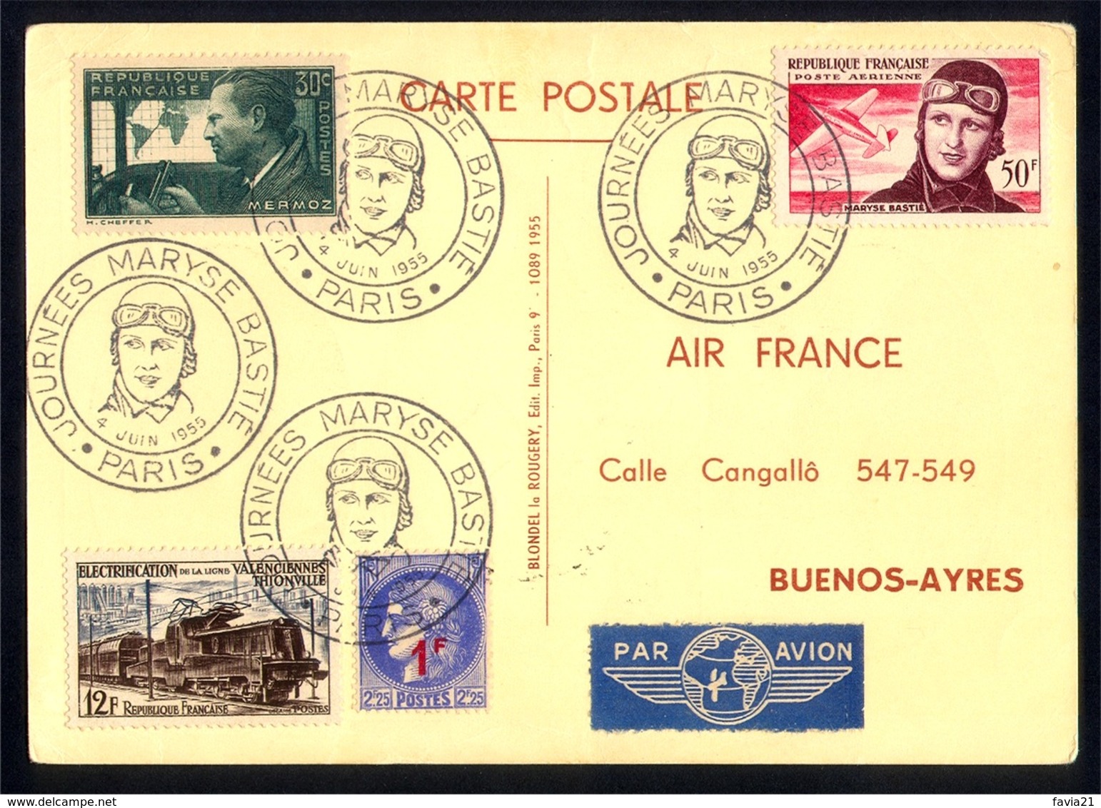 Lettre AVIATION - ATLANTIQUE SUD - AIR FRANCE - MERMOZ / Maryse BASTIE - Vliegtuigen