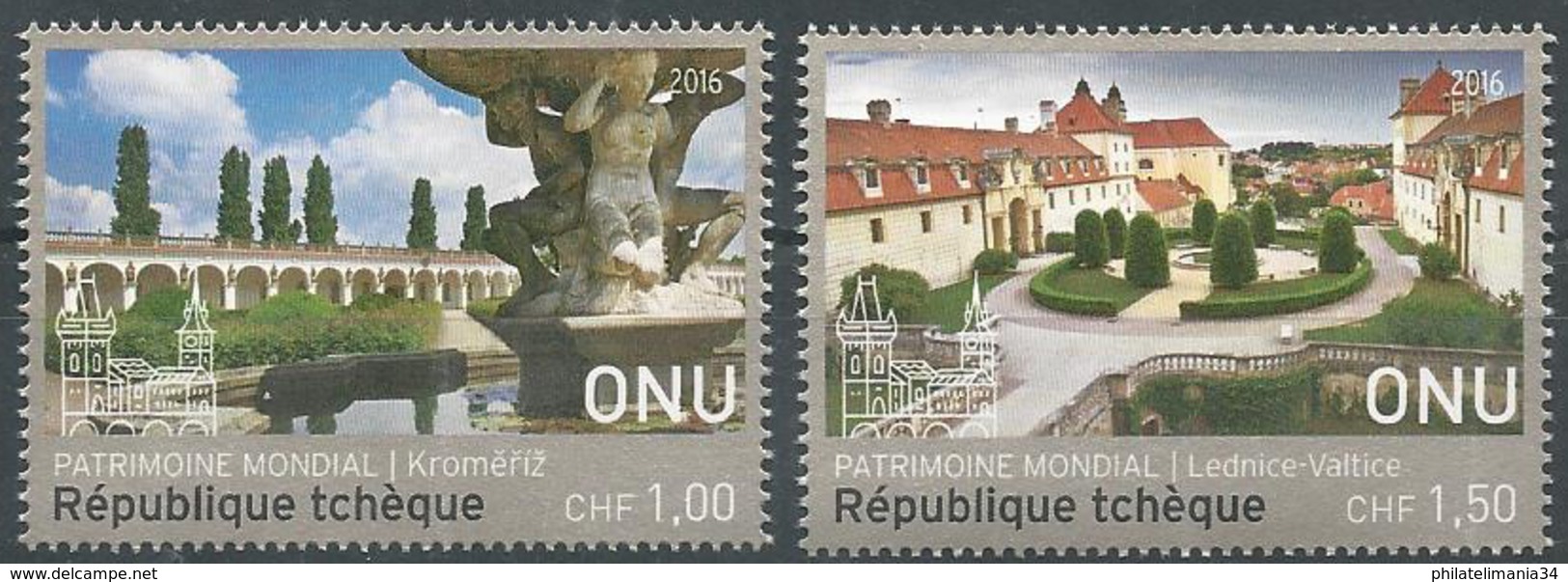 NU 2016 - Bureau De Genève - Patrimoine Mondial. La République Tchèque (2v) - Neufs