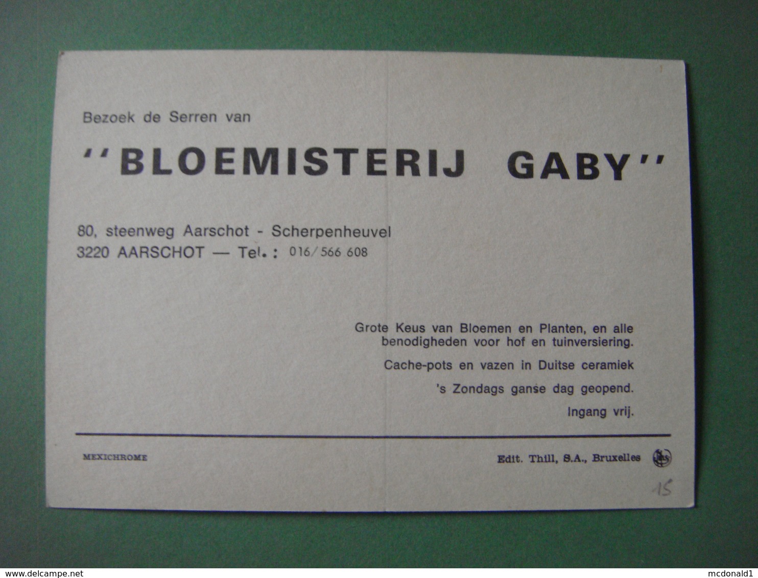 AARSCHOT - Carte Publicitaire Au Format Carte Postale - Bloemisterij Gaby - Steenweg Aarschot - Scherpenheuvel - Aarschot