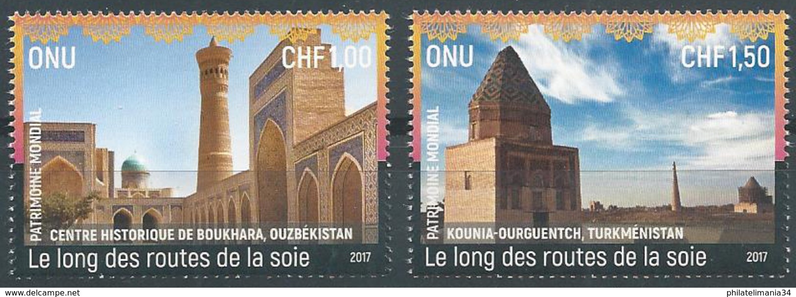 NU 2017 - Bureau De Genève - Patrimoine Mondial. Le Long Des Routes De La Soie (2v) - Neufs