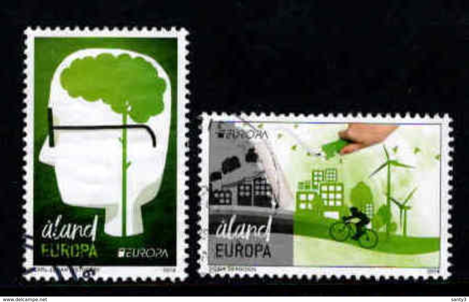 Aland, Yv 422-23 Jaar 2016, Europa Cept, Think Green,  Reeks,  Gestempeld, Zie Scan - Aland