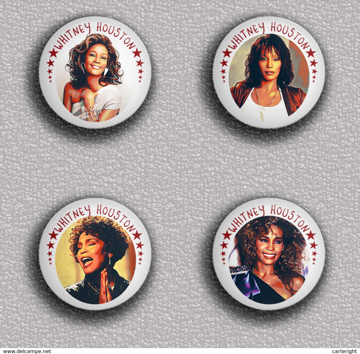 35 X WHITNEY HOUSTON Music Fan ART BADGE BUTTON PIN SET 5 (1inch/25mm Diameter) - Music