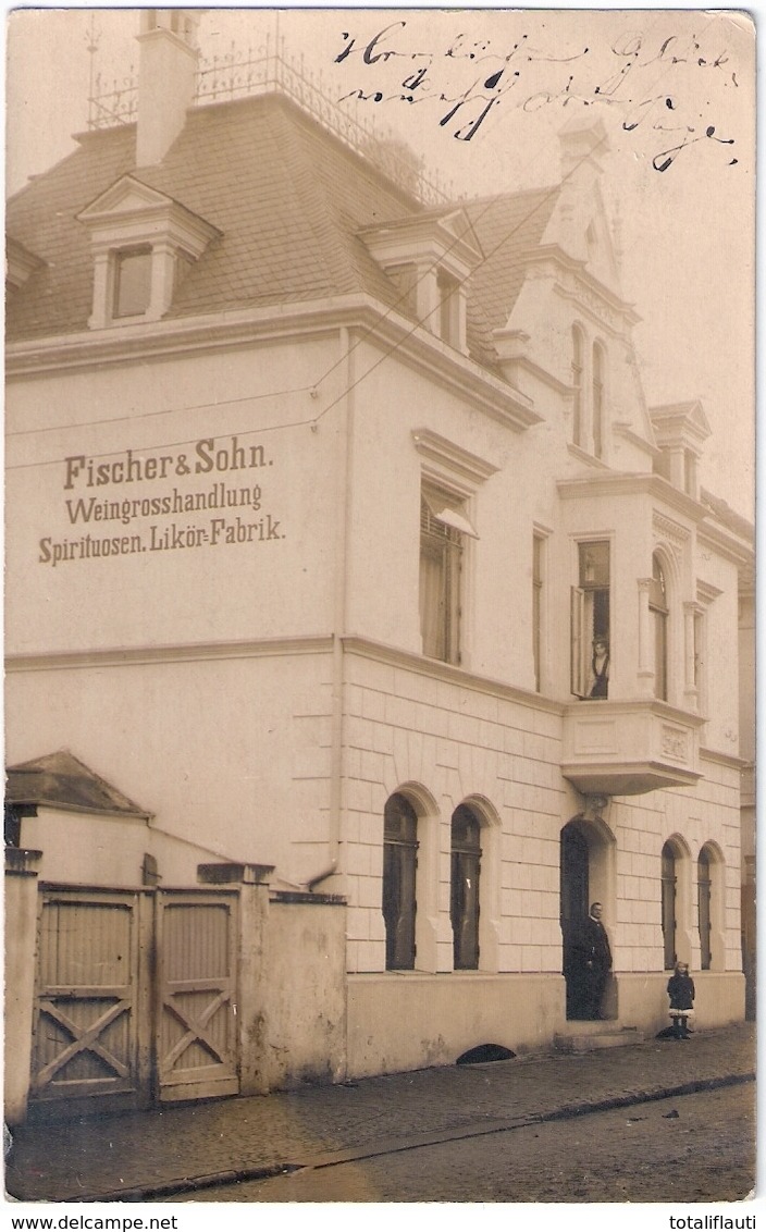 VAREL Firma Fischer & Sohn Weingroßhandlung Braune Original Fotokarte Likör Fabrik Spirituosen 27.7.1910 Gelaufen - Varel