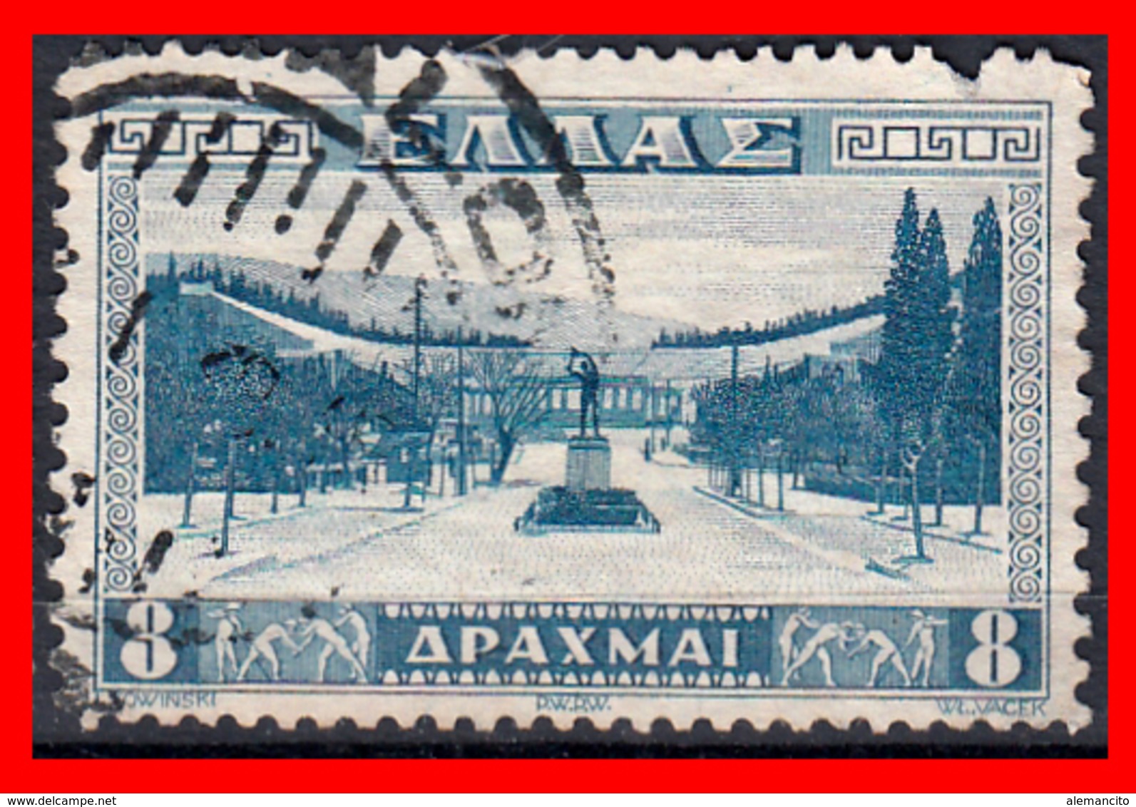 GRECIA - GREECE  SELLO 1934 APPROACH TO ATHENS STADIUM - Usados