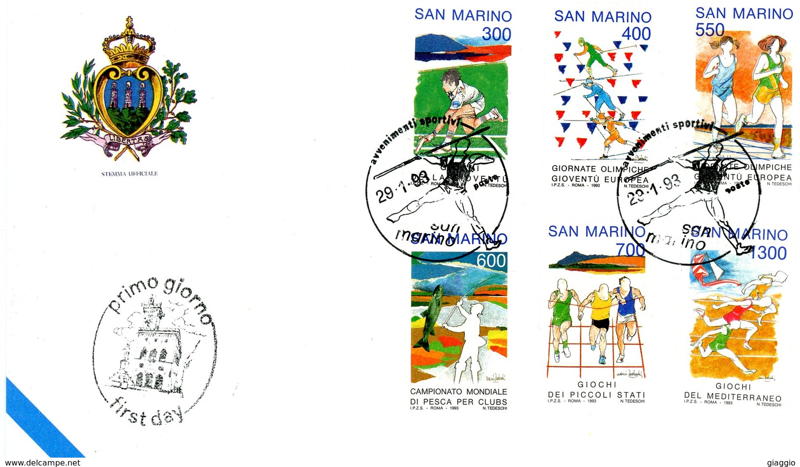 °°° Francobolli N. 1374 - San Marino F.d.c. Avvenimenti Sportivi °°° - Proeven & Herdrukken