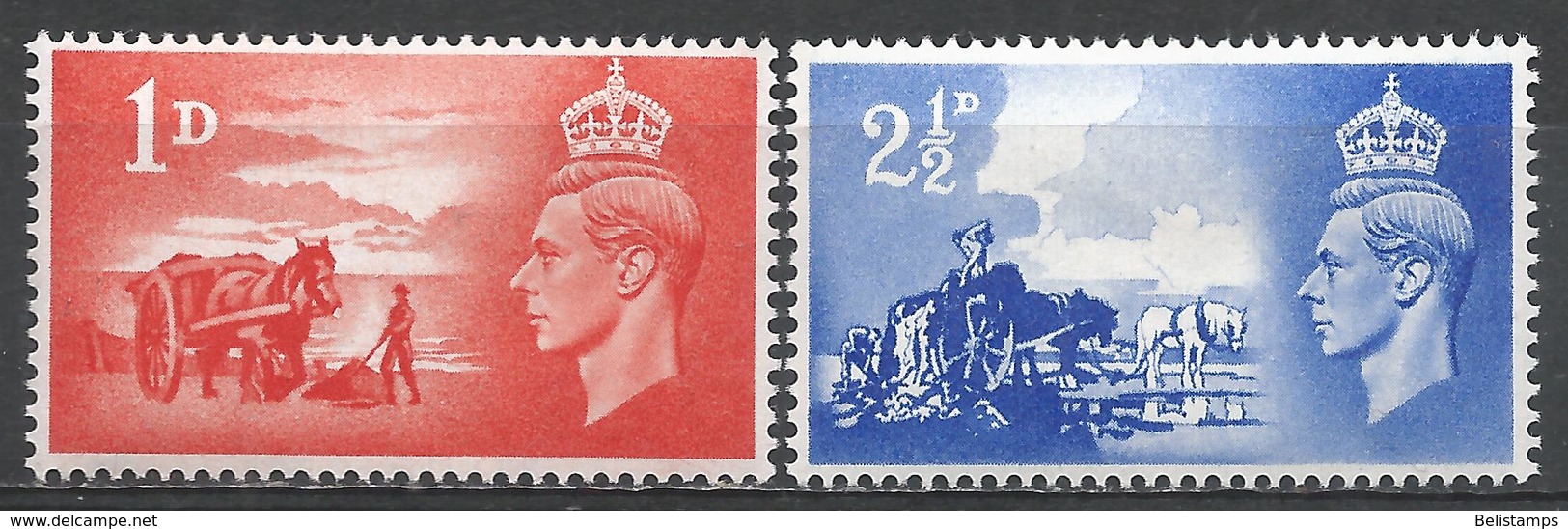 Great Britain 1948. Scott #269-70 (M) King George VI, Vraicking (Gathering Seaweed) ** Complet Set - Neufs