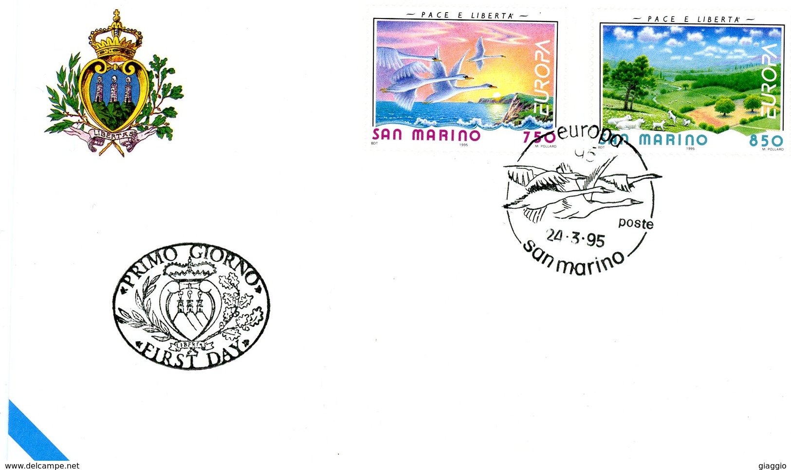 °°° Francobolli N. 1416 - San Marino F.d.c. Europa 95 °°° - Proofs & Reprints