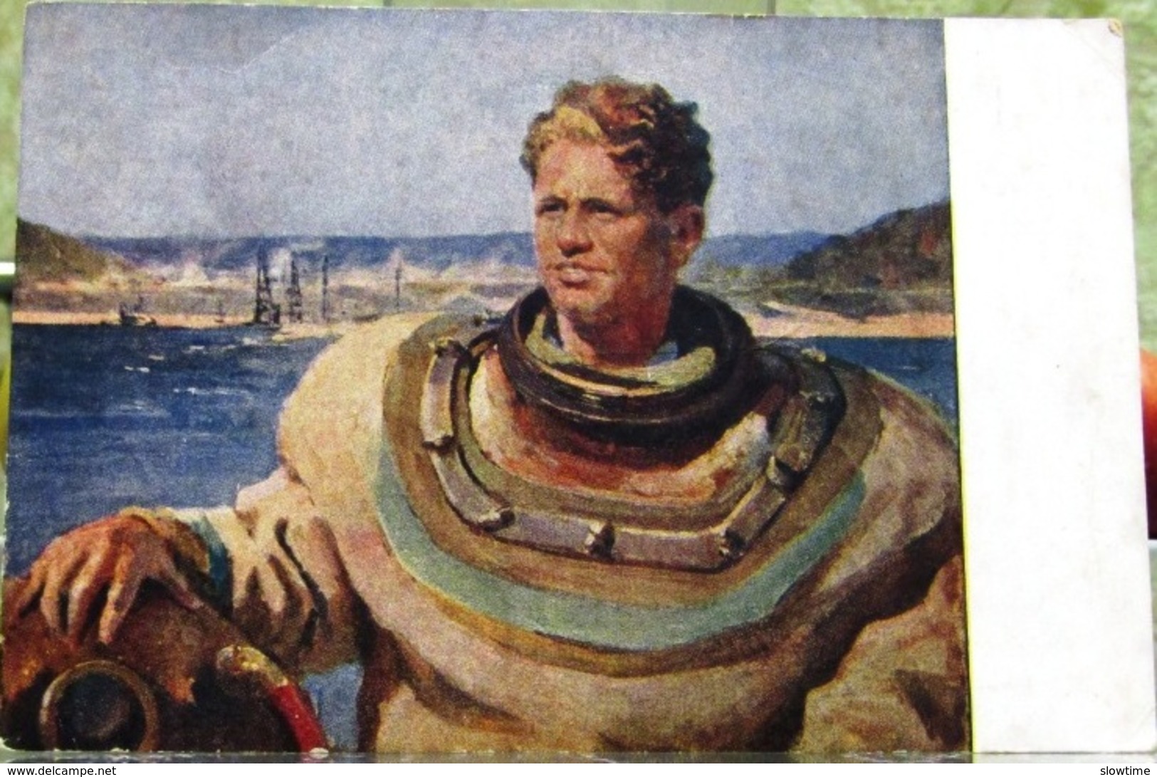Taucher Des Kuibyschew-Wasserkraftwerks Künstler Plotnov 1952 UdSSR Seltene Kunst Postkarte - Russia