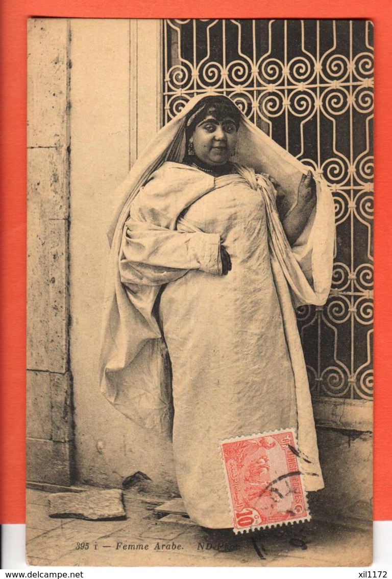 EBL-29 Femme Arabe Tunisienne Cachet Frontal 1913 Circulé. - Tunesien