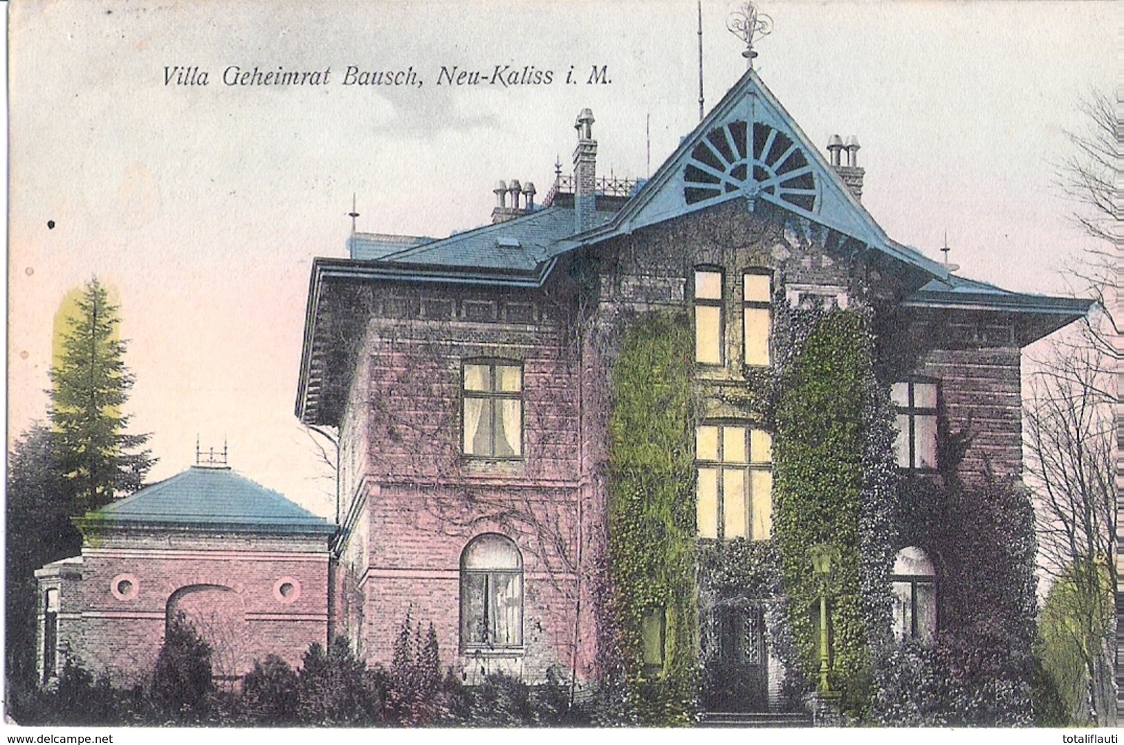 NEU KALISS Mecklenburg Villa Geheimrat BAUSCH Efeuberankt Color Gelaufen 19.6.1915 DÖMITZ - Ludwigslust