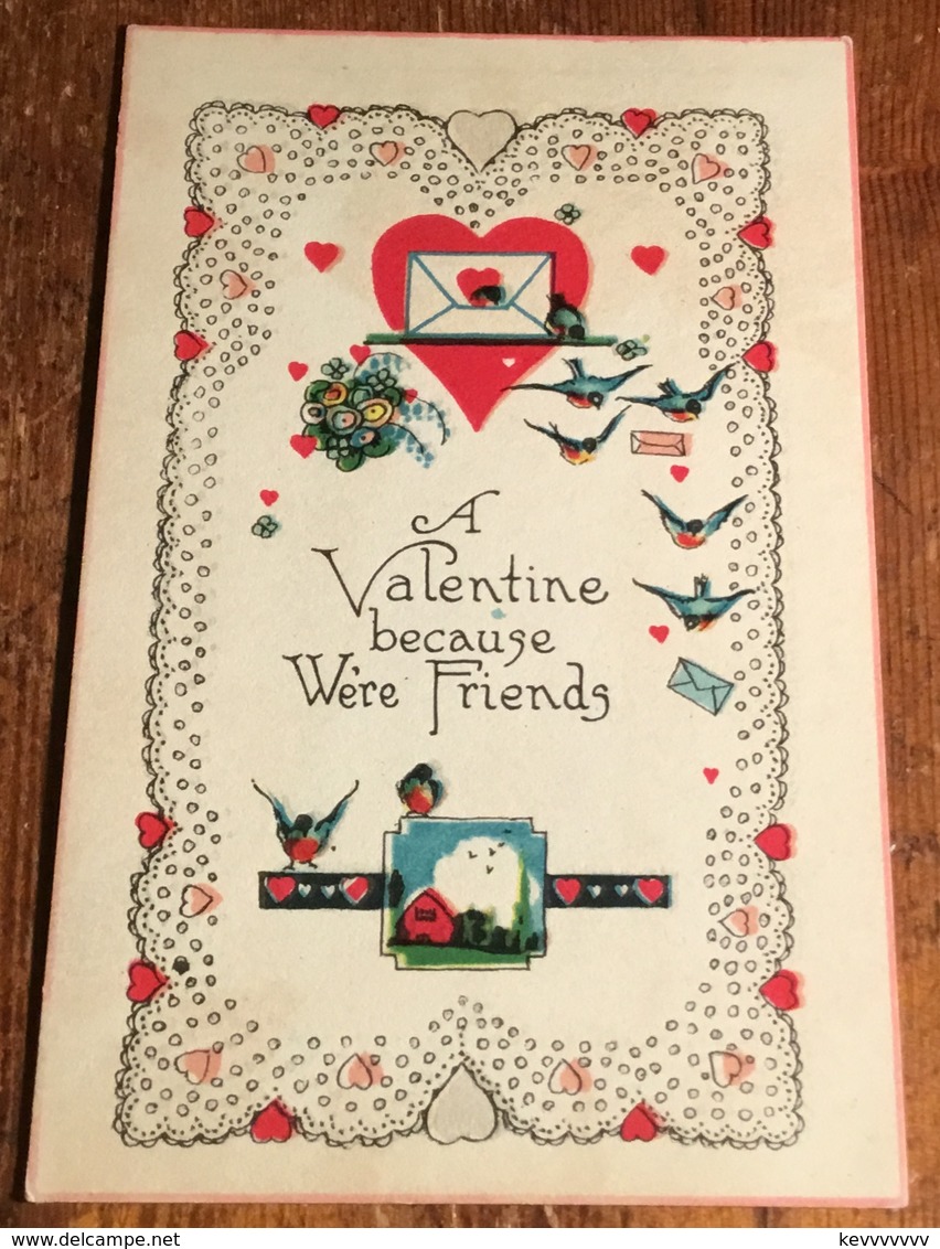 A Valentine Because We’re Friends ~ Postcard - Valentine's Day