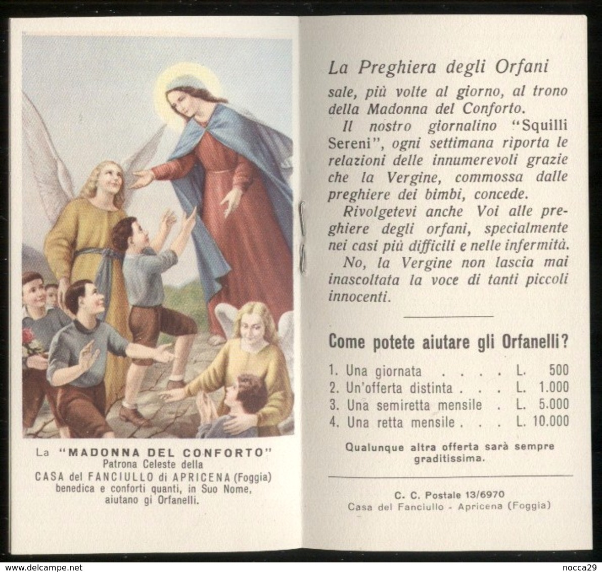 CALENDARIETTO DELLA CASA DEL FANCIULLO DI APRICENA (FOGGIA)  ANNO 1960 ( K451 ) - Small : 1941-60