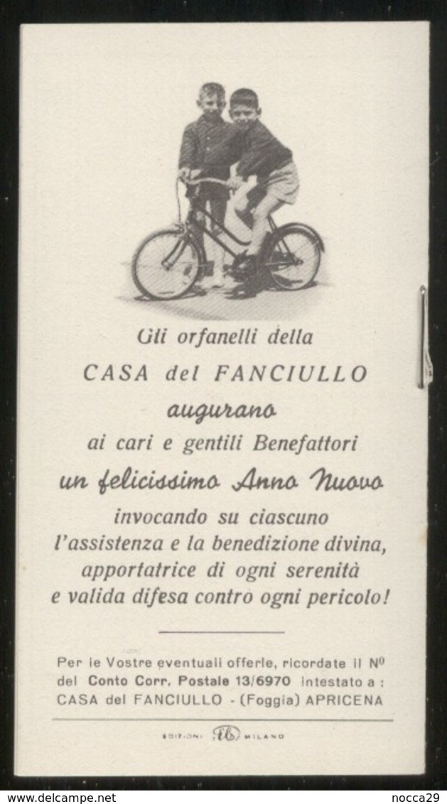 CALENDARIETTO DELLA CASA DEL FANCIULLO DI APRICENA (FOGGIA)  ANNO 1960 ( K451 ) - Petit Format : 1941-60