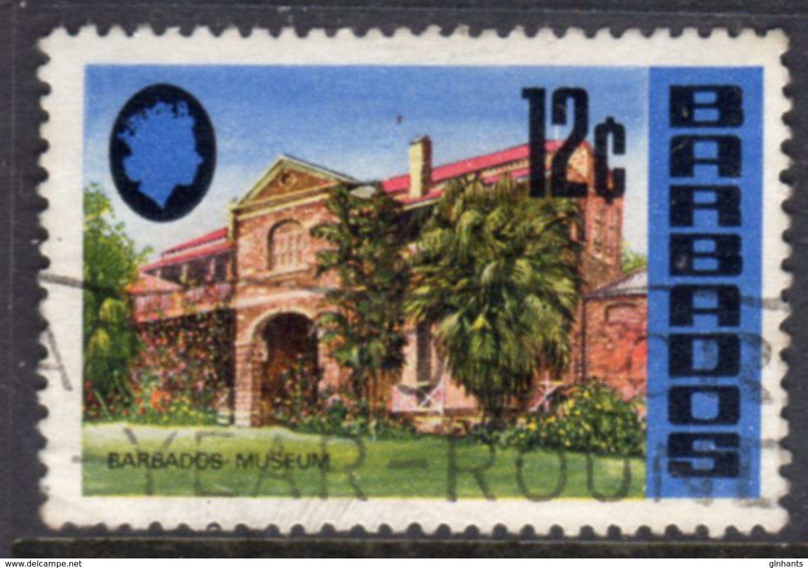 BARBADOS - 1972 12c DEFINITIVE WMK W12 UPRIGHT GLAZED PAPER USED STAMP SG 460 - Barbados (1966-...)