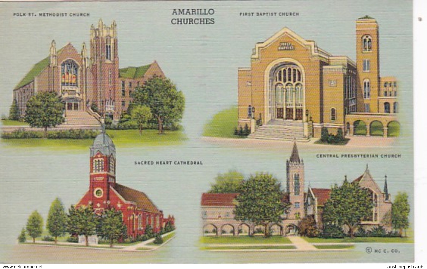 Texas Amarillo Churches Multi VIew 1941 Curteich - Amarillo