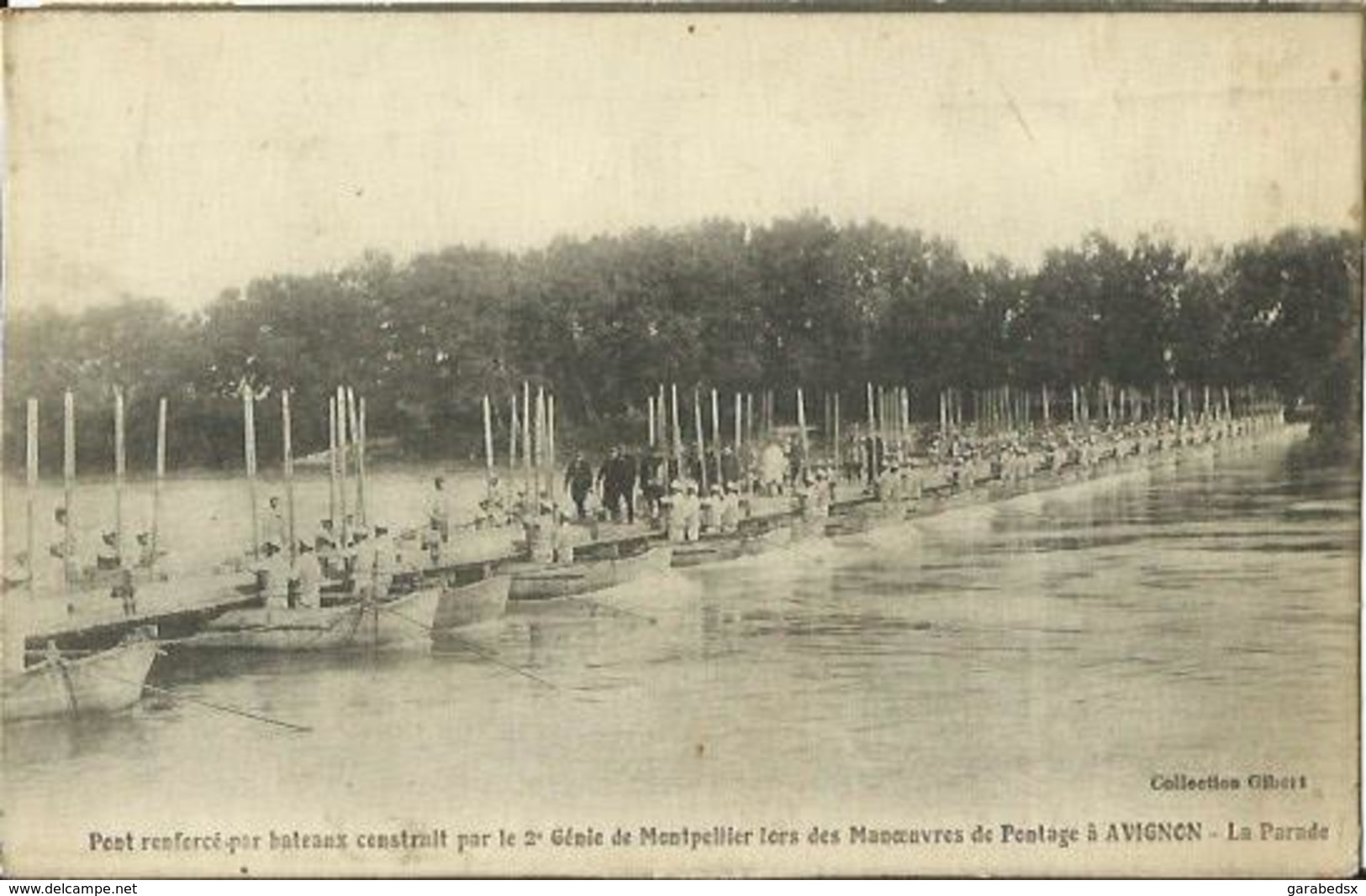 CPA De AVIGNON - Pont Renforcé Par Bateaux Construit Par Le 2e Génie De Montpellier Lors Des Manoeuvres De Pontage. - Avignon