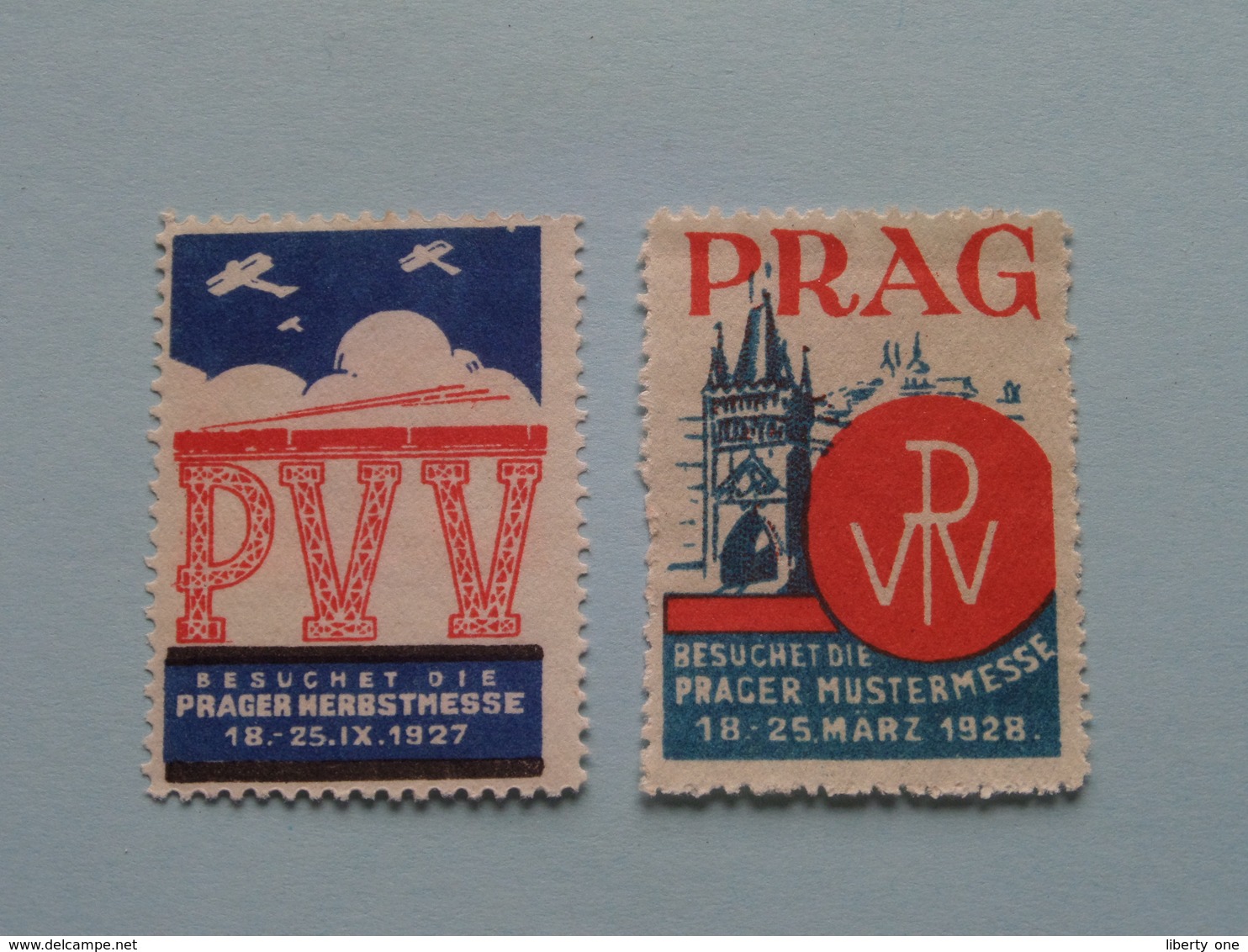 PRAG 1928 MUSTERMESSE & 1927 HERBSTMESSE Prague ( Sluitzegel Timbres-Vignettes Picture Stamp Verschlussmarken ) - Timbri Generalità