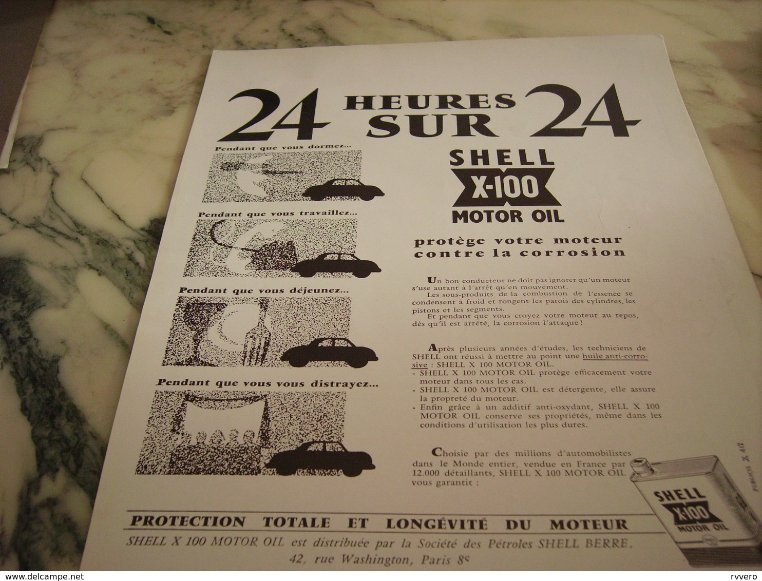 ANCIENNE PUBLICITE 24 HEURES SUR 24  SHELL  1954 - Autres & Non Classés