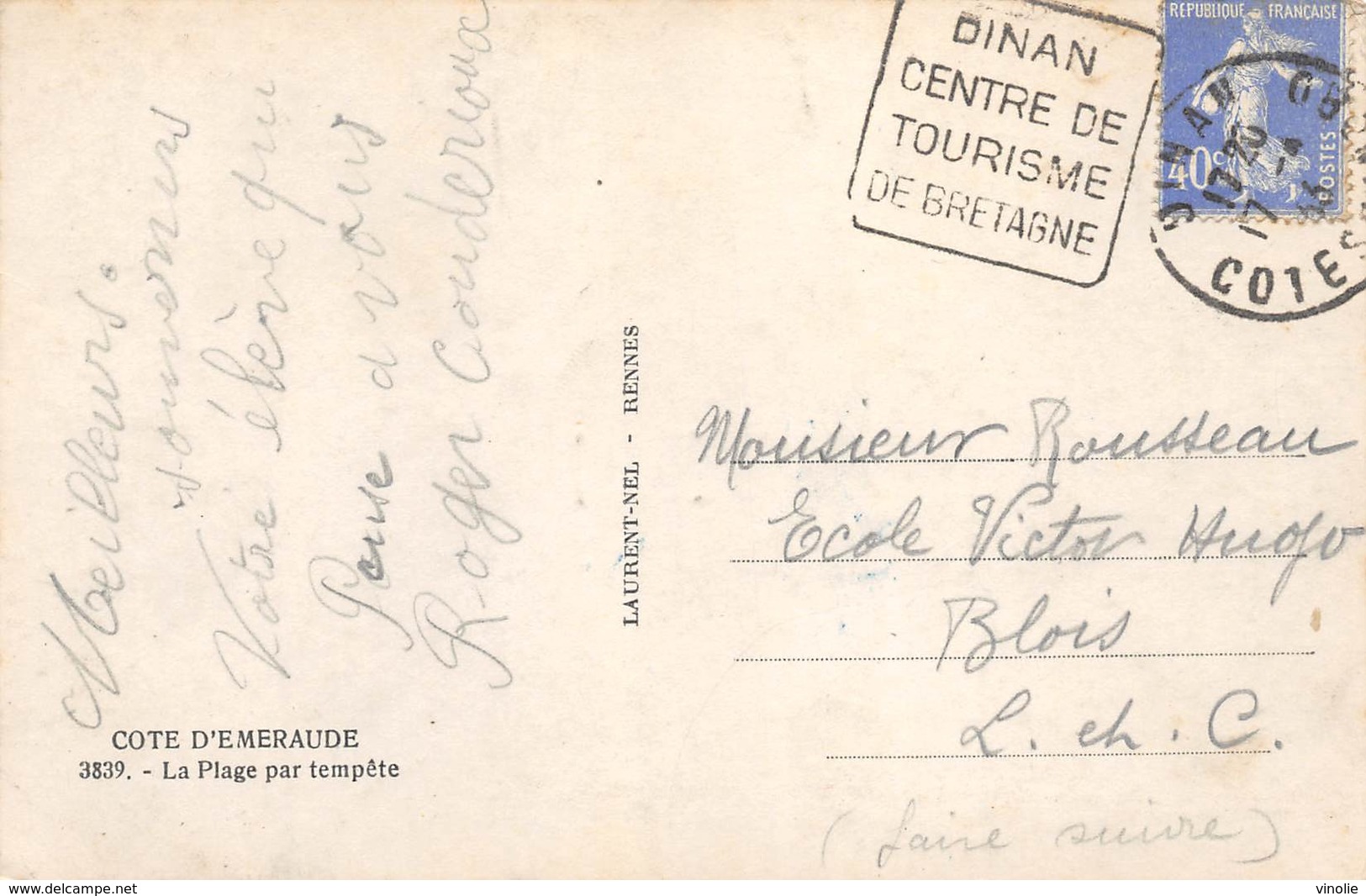 D-19-138 : CARTE POSTALE CACHET DAGUIN. DINAN. COTES D'ARMOR - Oblitérations Mécaniques (Autres)