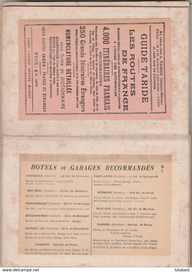 Carte TARIDE Toilée - 30 Panneaux Contre-collés - Bretagne - Section Ouest. 1907. - Cartes Routières