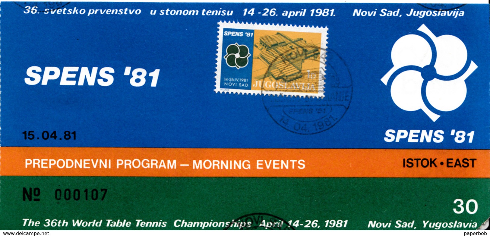 TABLE TENNIS - WORLD CHAMPIONSHIP 1981 TICKET - Table Tennis