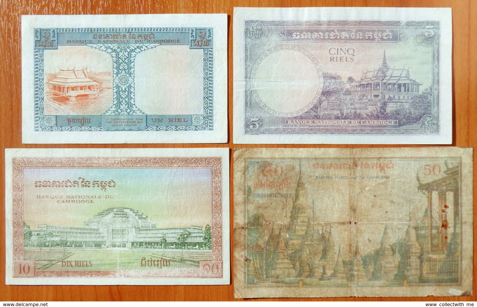 Cambodia 1, 5, 10 And 50 Riels 1955-1956 - Cambodge