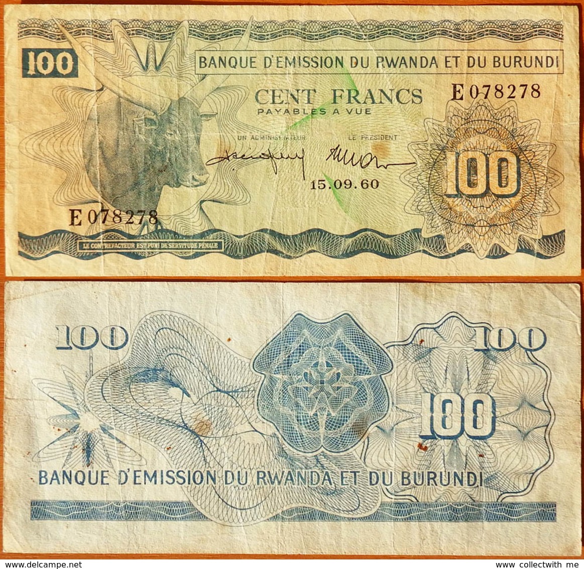 Rwanda - Burundi 100 Francs 1960 P-5 (1) - Ruanda-Urundi