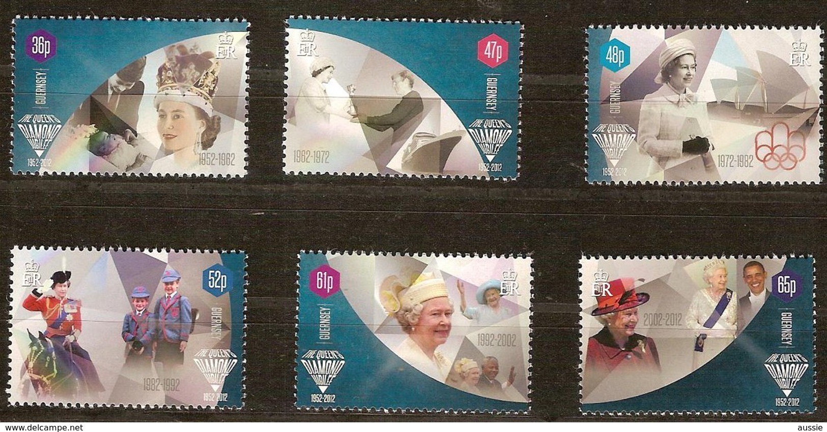 Guernsey Guernesey 2012 Yvertn° 1378-1383 *** MNH Cote 10,80 Euro Queen Elisabeth - Guernesey