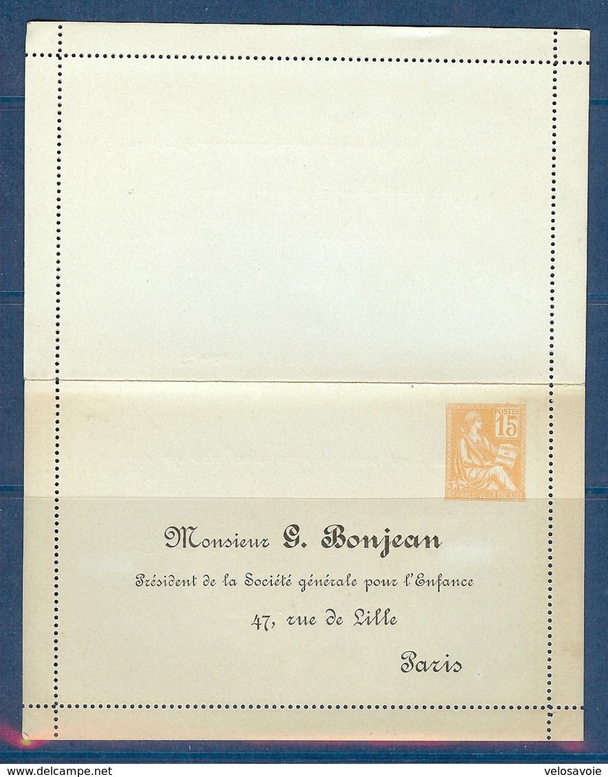 N° 117 - CL 1 ENTIER TYPE MOUCHON 15c REPIQUE BONJEAN NEUF SUP ET RARE - Cartes-lettres