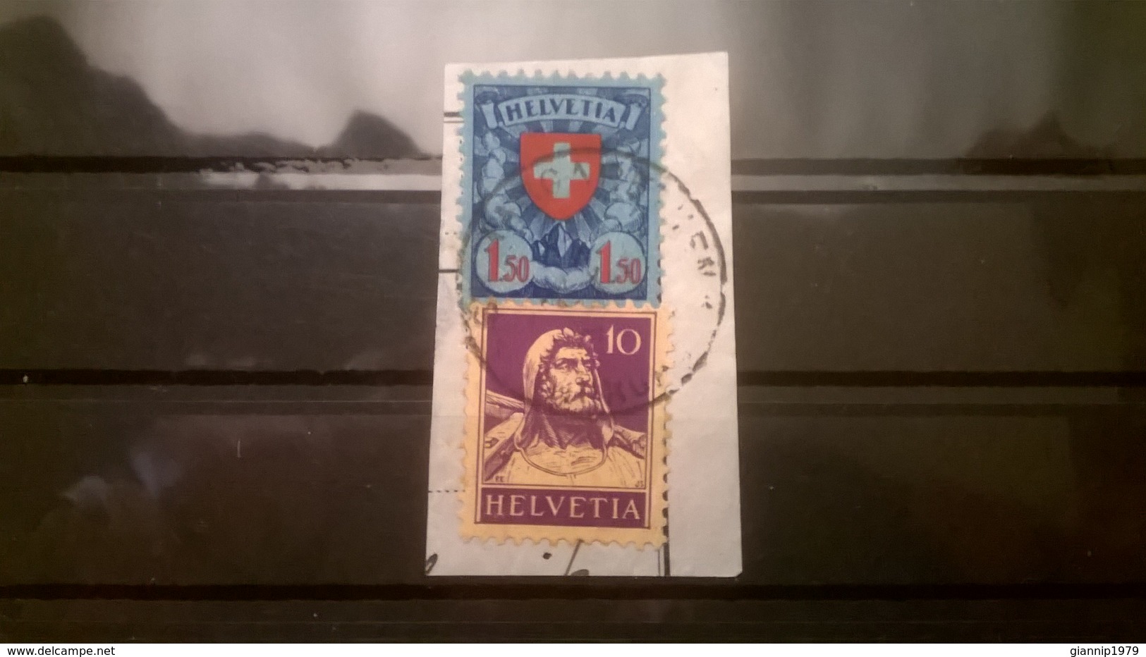 FRANCOBOLLI STAMPS SVIZZERA HELVETIA 1924 USED SU FRAMMENTO COAT OF ARMS WILHELH TELL SUISSE - Usati