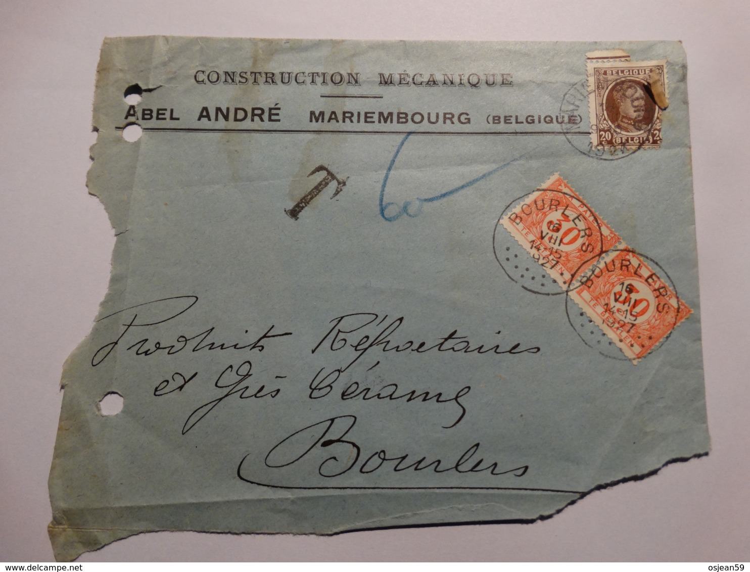 Fragment De Lettre Taxée 0,60 Au Départ De Mariembourg  Vers Bourlers (Chimay). - Autres & Non Classés