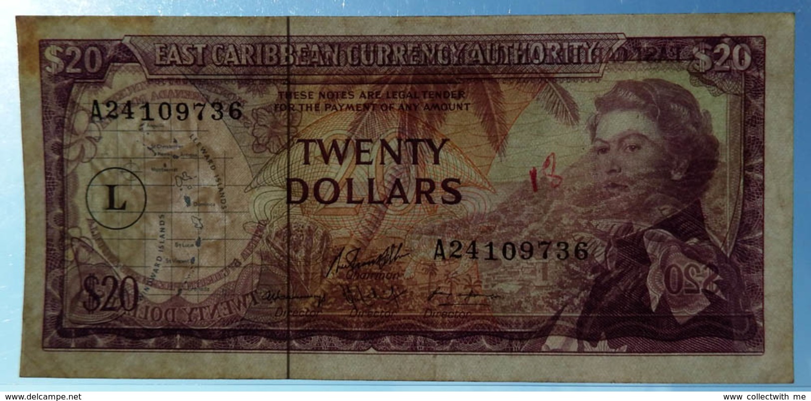 East Caribbean St. Lucia 20 Dollars 1965 P-15l - Caraïbes Orientales