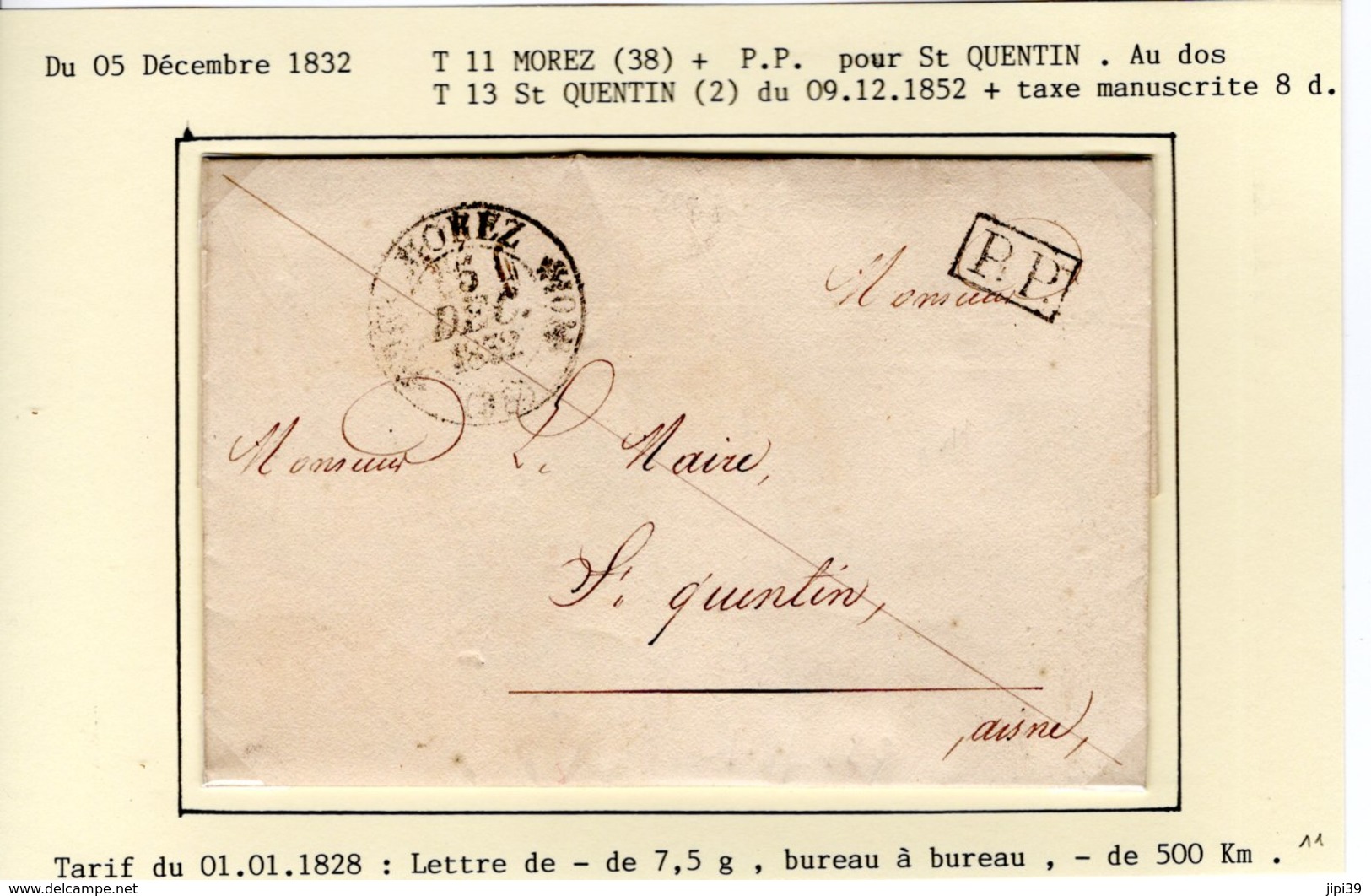 Jura : T 11 MOREZ  + P.P. Sur LAC En 1832 ( Au Dos Taxe Manuscrite 8 D ) - 1801-1848: Précurseurs XIX