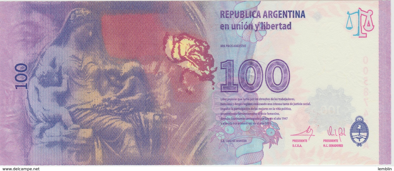 100 PESOS 2012 EVITA PERON - Argentina