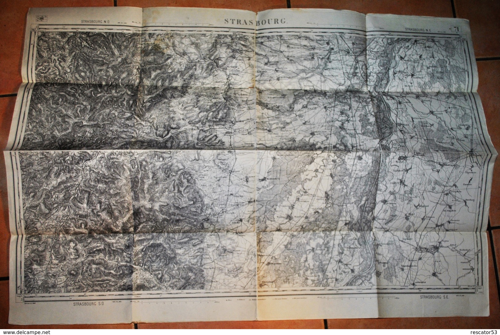 Rare Carte état Major Région De Strasbourg 100% Originale Révisée En 1901 - Topographische Karten