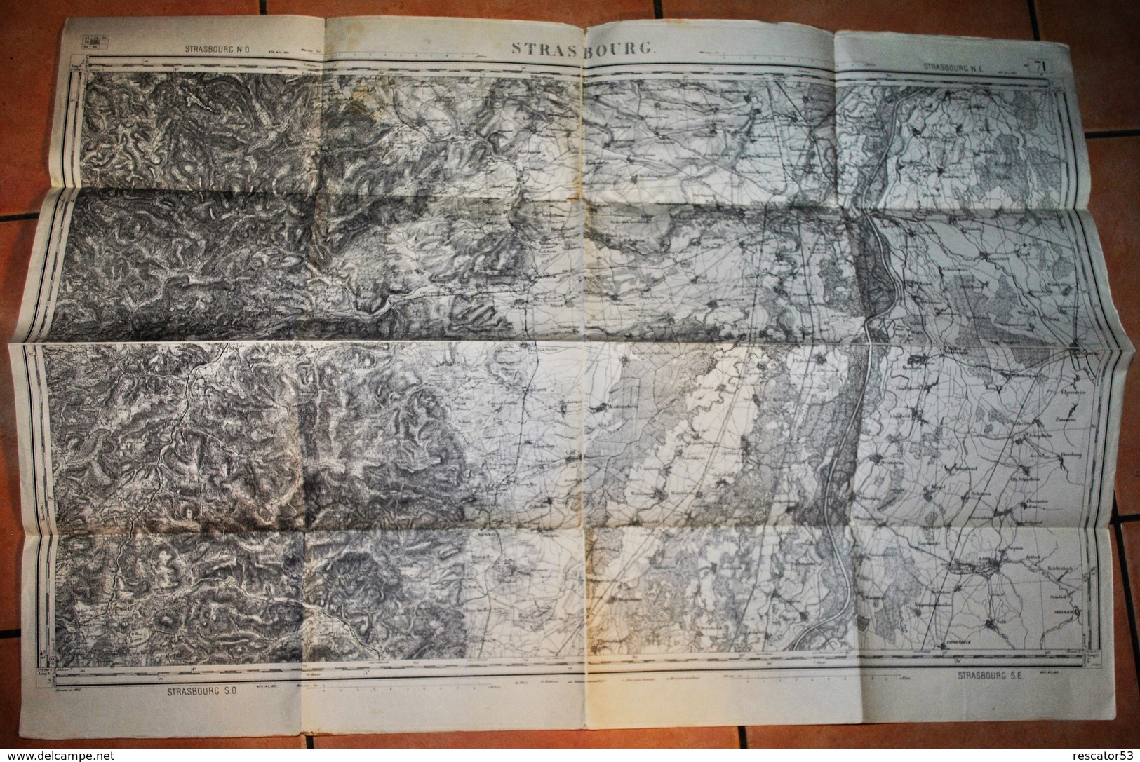 Rare Carte état Major Région De Strasbourg 100% Originale Révisée En 1901 - Carte Topografiche