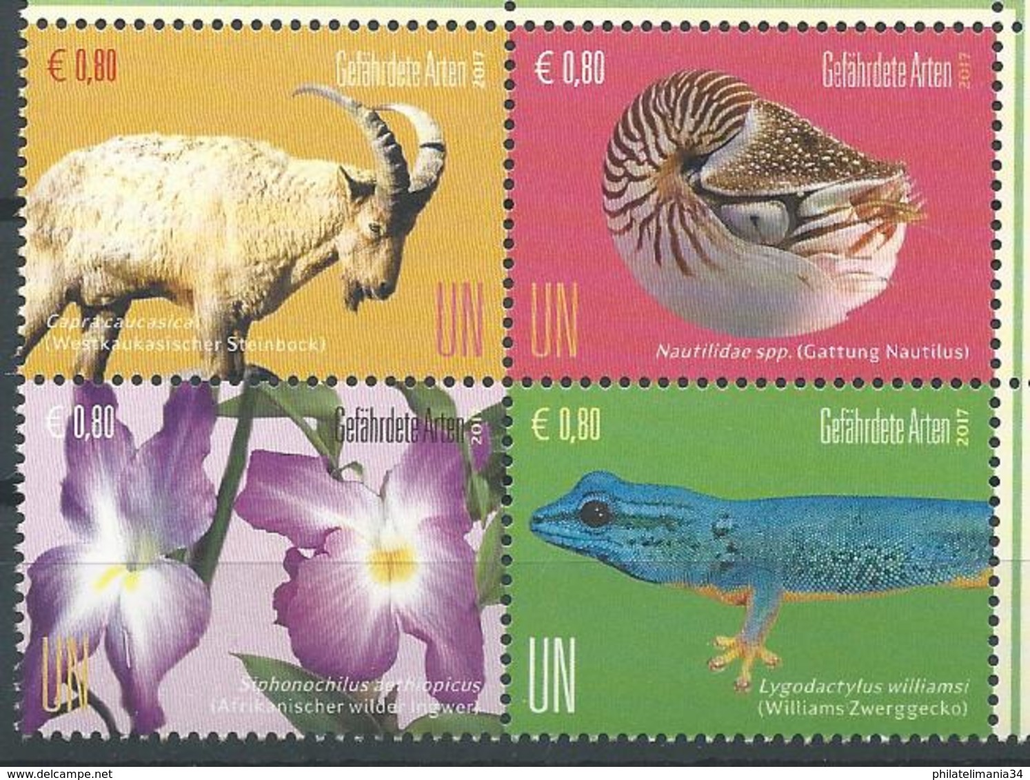 NU 2017 - Bureau De Vienne - Espèces Menacées D'extinction - Unused Stamps