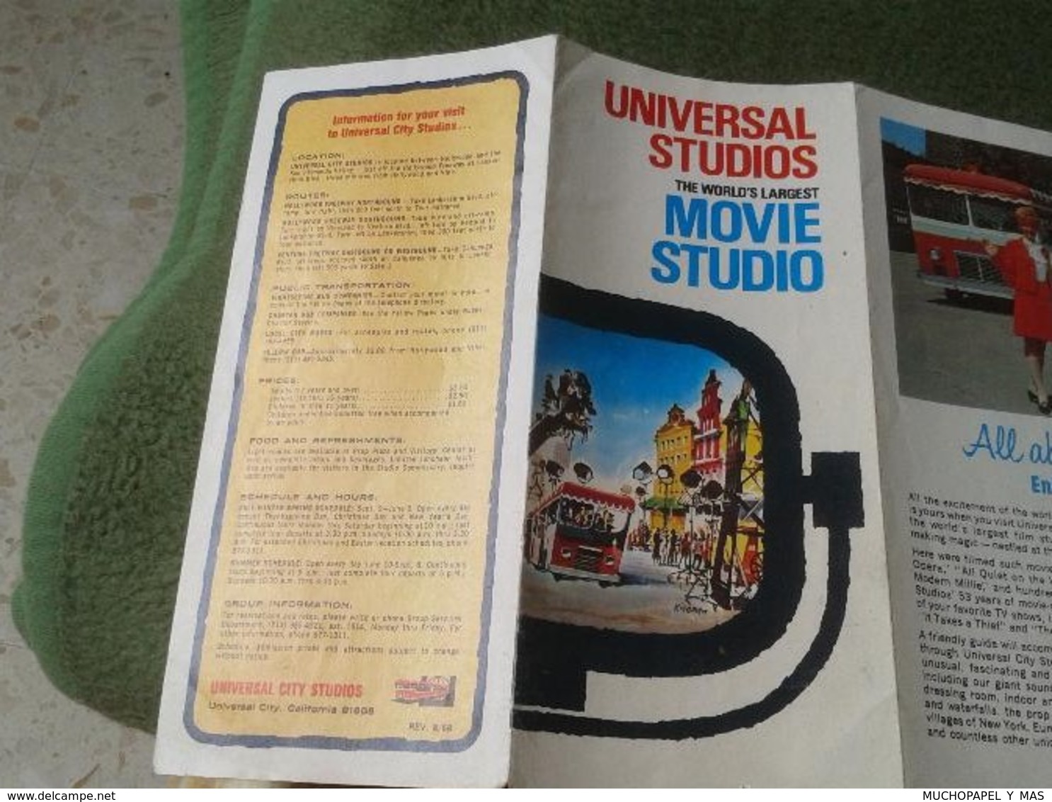 GUIDE DOCUMENT GUÍA FOLLETO LIBRITO PARA VISITAR VISITA UNIVERSAL STUDIOS THE WORLD'S LARGEST MOVIE STUDIO CINE INGLÉS - Publicidad