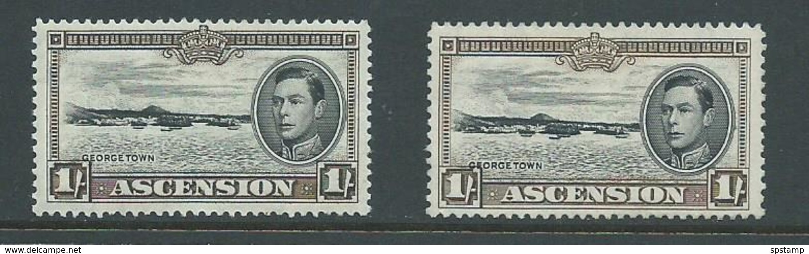 Ascension 1938 KGVI Definitives 1 Shilling Brown Georgetown Perf 13 & 13.5 Mint Or Unused - Ascension