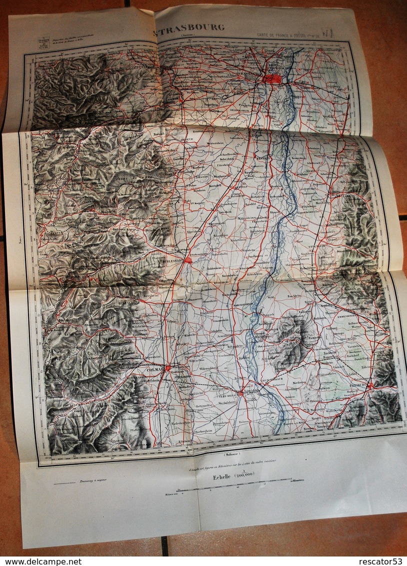 Rare Carte état Major Région De Strasbourg 100% Originale Type 1883 Révisée En 1884 - Topographische Karten
