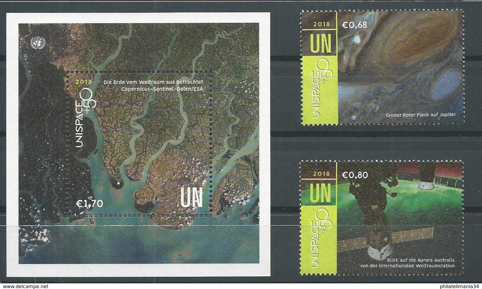 NU 2018 - Bureau De Vienne - UNISPACE+50 (2v+bloc) - Unused Stamps