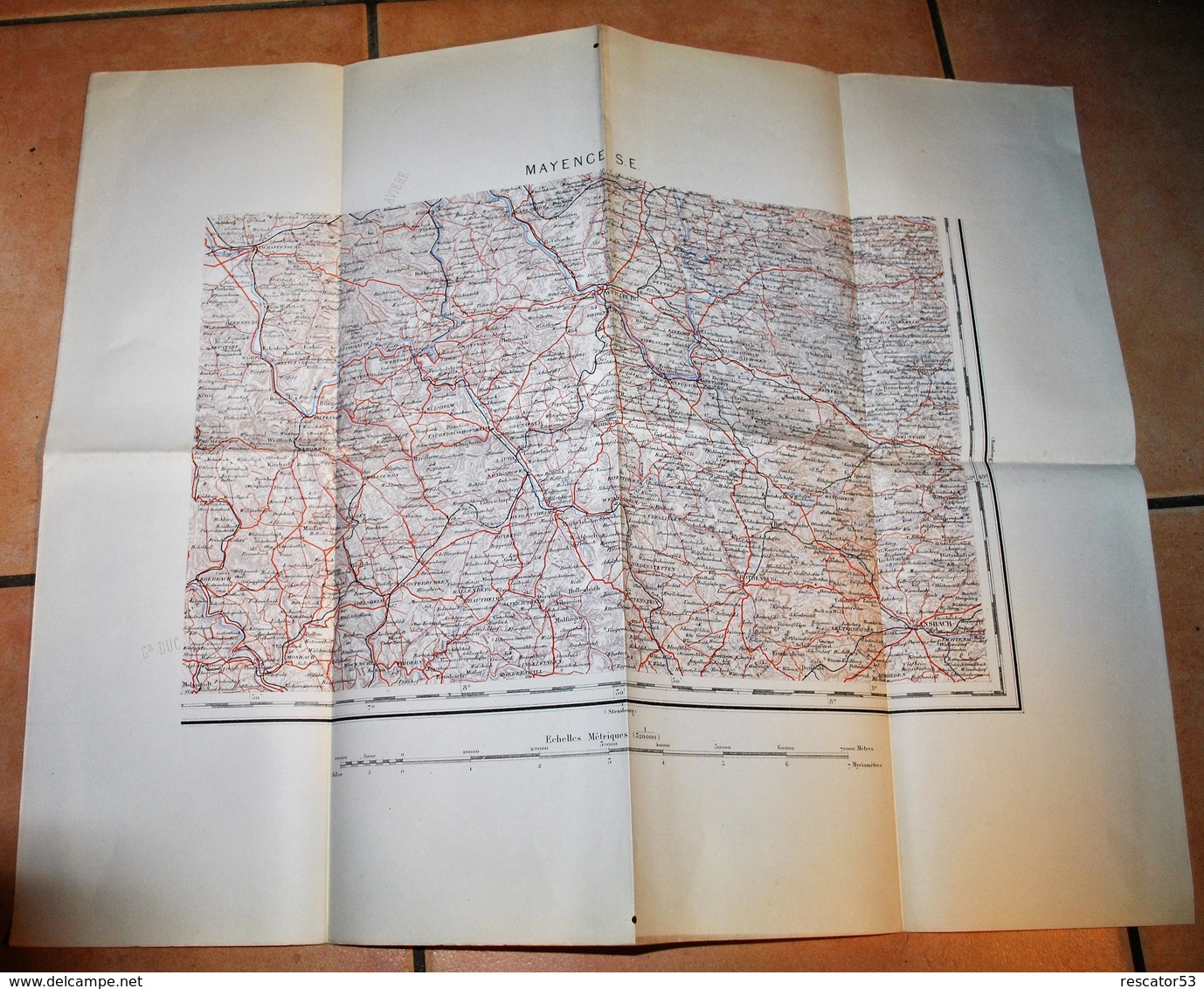 Rare Carte état Major Région De Mayence SE 100 % Originale 19 ème Début 20 ème Siècle - Cartes Topographiques