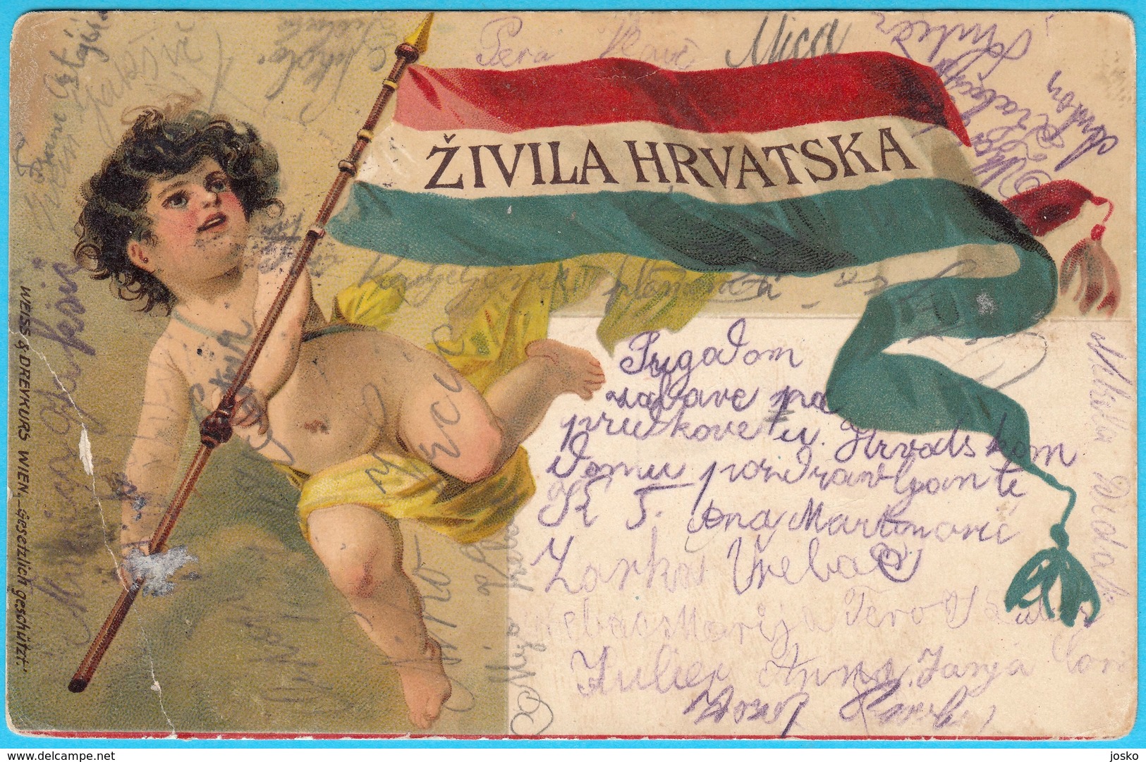 HRVATSKA DOMOLJUBNA RAZGLEDNICA .... ZIVILA HRVATSKA .... LITHO !!! ( Croatia ) * Patriotic Postcard Kroatien Croazia - Croatia